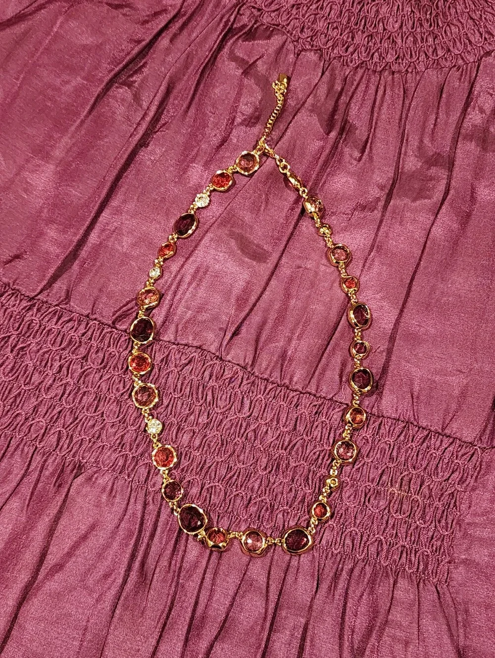 Banana Republic Factory Gold Statement Piece Tonal Glass Necklace In Pink Shades